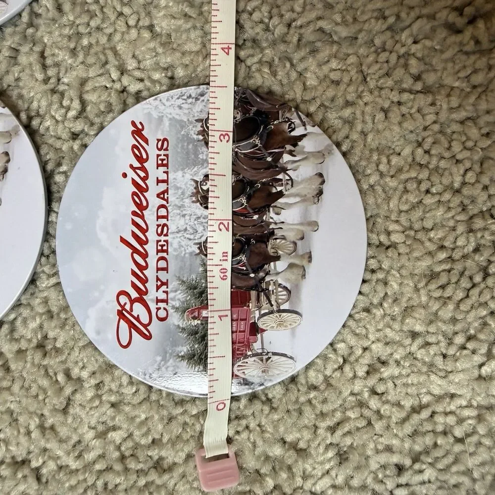 Budweiser Clydesdales Drink Coasters - Round - Cork Back Set Of 4